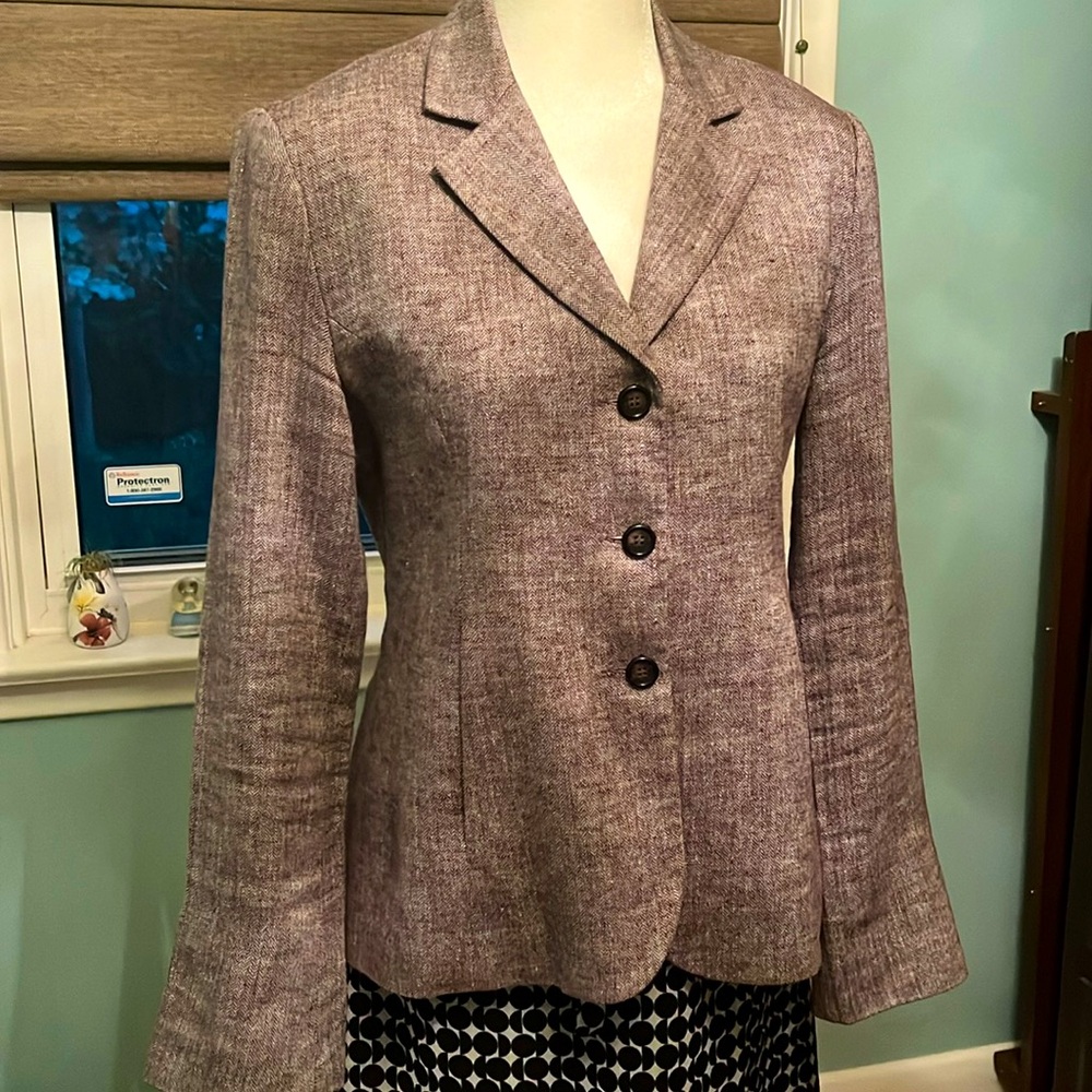 Tristan Plum-Coloured Linen Blazer